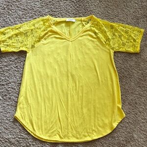 Vibrant Yellow Lace Sleeve Top